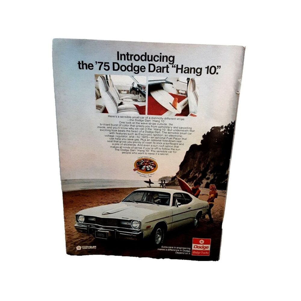 1974 1975 Dodge Dart Hang Ten Car Print Ad vintage 70s